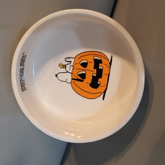 Rae Dunn Peanuts "Nom Nom" Snoopy Halloween pet bowl NWT - Picture 4 of 5